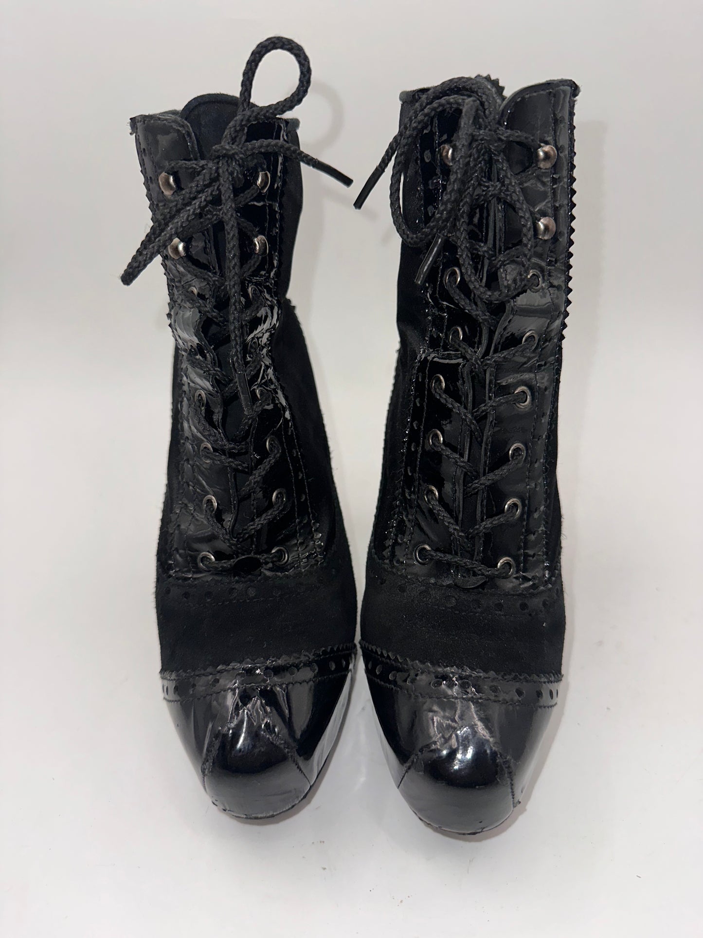 Lace-Up High-Heel Ankle Boots