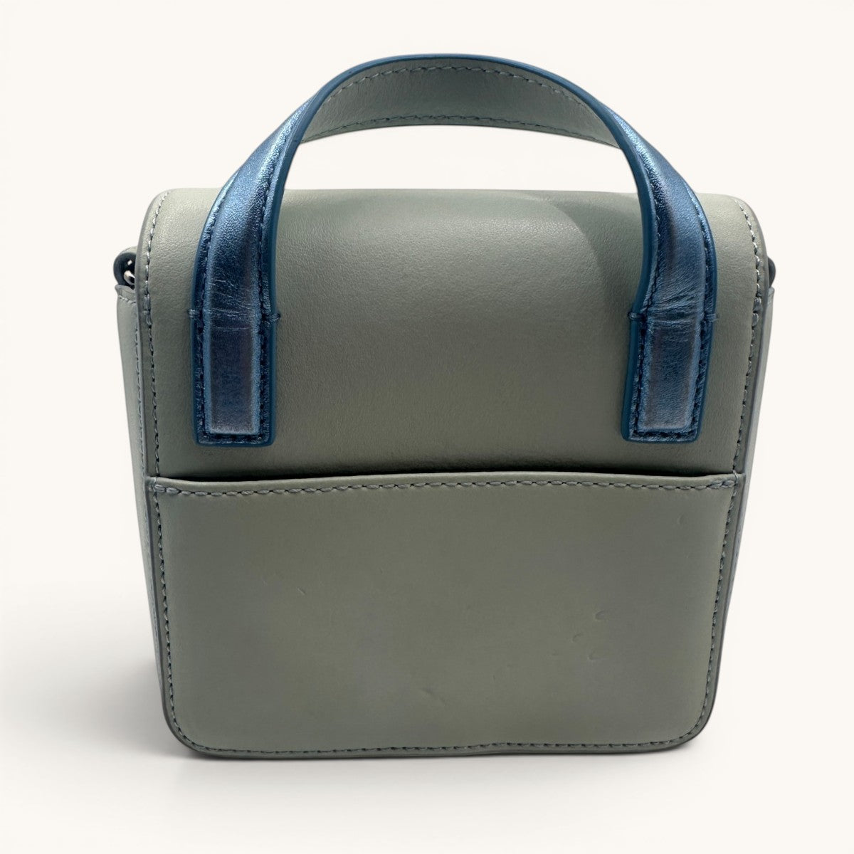 Kenzo · Kenzo Paris · mini bag · top handle bag · crossbody bag · tassel bag · colour block · grey leather bag · chain strap · designer handbag · second hand luxury · prabangios rankinės · naudota rankinė · Kenzo originali