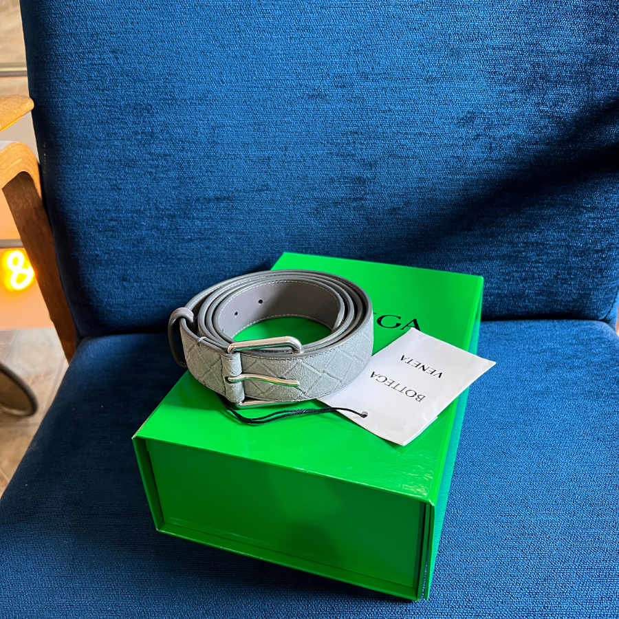 Bottega Veneta Intrecciato Stamp Suede diržas