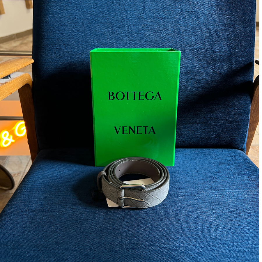 Bottega Veneta Intrecciato Stamp Suede diržas
