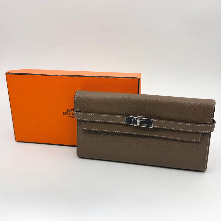 Kelly Long Wallet in Etoupe Epsom Leather