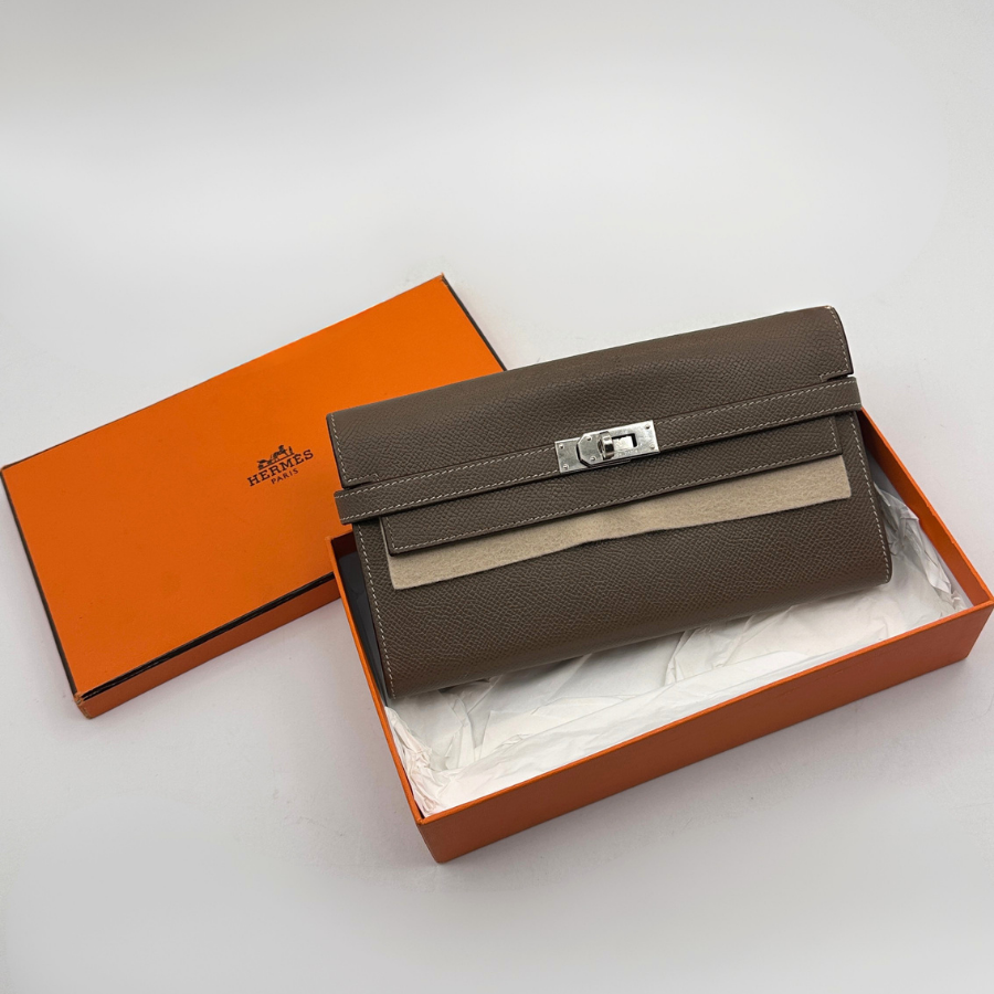 Kelly Long Wallet in Etoupe Epsom Leather